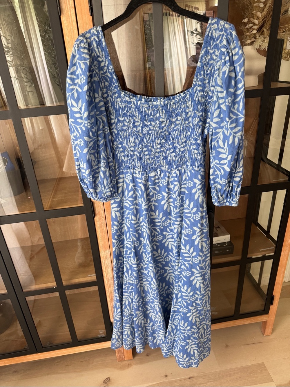 Olivia James The Label maxi dress smocked puff long sleeve floral block cotton